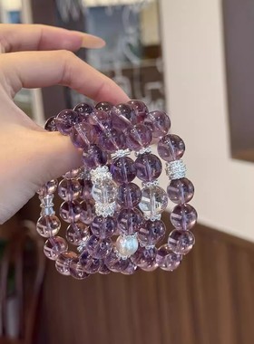 「冰镇葡萄」天然巴西紫水晶手链考研考公逢考必过紫葡萄手串手饰