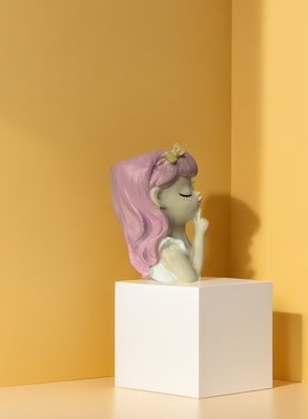 跨境新款可爱小女孩花盆多肉盆栽绿植插花摆件树脂家居小摆件