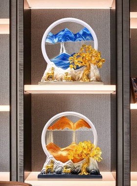 新中式招财流沙画乔迁新居礼品客厅酒柜玄关电视柜家居装饰品