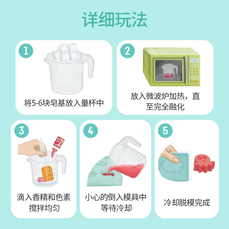 2025新款GWIZ儿童DIY手工皂制作套装皂基水晶皂启蒙DIY - 图2