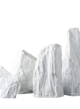 新中式样板房家居装饰陶瓷假山石头摆件简约客厅玄关软装饰品组合