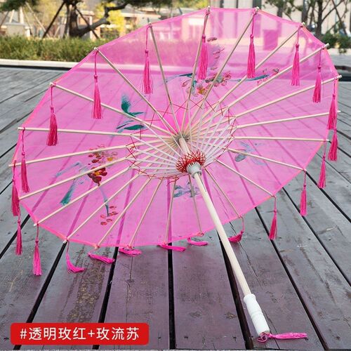透明绢纱流苏伞小城谣舞蹈伞古装伞汉服伞古风油纸伞旗袍走秀摄影 - 图3