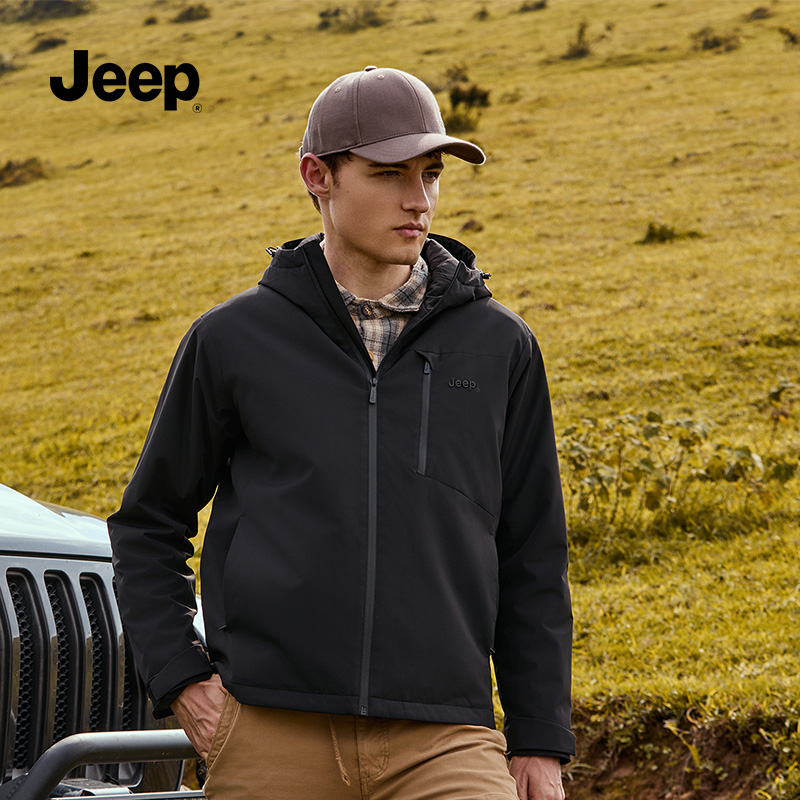 Jeep吉普棉服男款冬季2025新款加绒加厚保暖棉衣户外运动冲锋外套