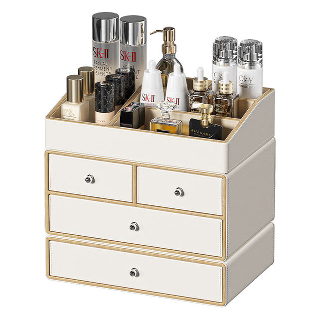 2023 new cosmetic storage box high-quality desktop dustproof large capacity dressing table W jewelry storage rack milk