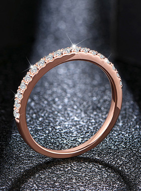 跨境莫桑钻戒指女排戒925银满天星玫瑰金不掉色闭口批发厂家直销