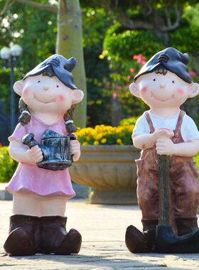 户外园林庭院卡通景观雕塑摆件商场店铺开业欢迎光临迎宾人物装饰