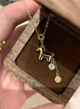 马上有钱项链女款马年吊坠