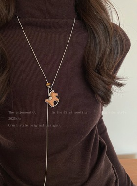 秋冬木质小马吊坠项链