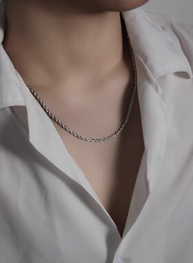 钛钢麻花链男女同款锁骨链