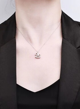 s925纯银莫桑钻旋转项链