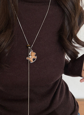 秋冬木质小马吊坠项链