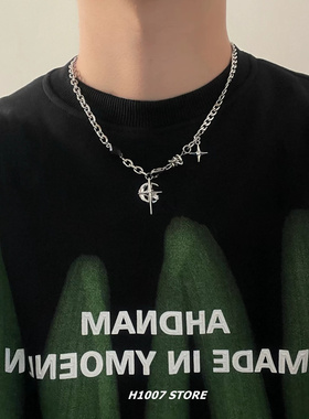 钛钢十字架星月吊坠锁骨链通用