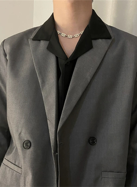 钛钢简约回形锁骨链男百搭