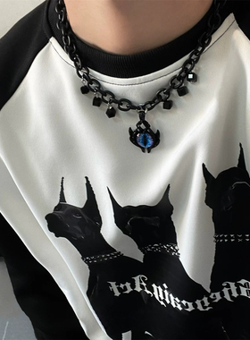 暗黑风恶魔之眼钛钢朋克锁骨链