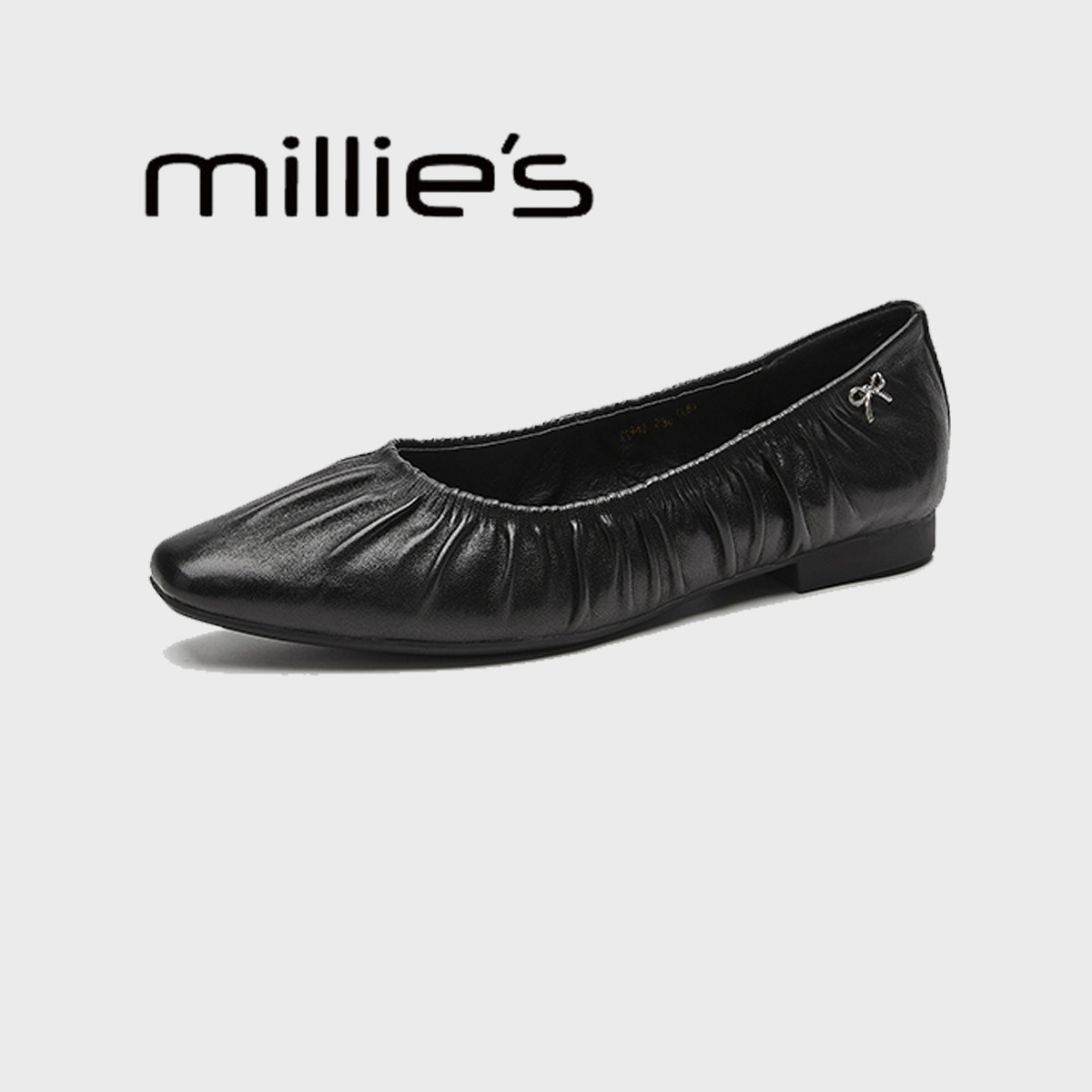 MILLIE'S/妙丽羊皮奶奶鞋2024春新款浅口单鞋方头一脚蹬平底女鞋,淘宝优惠券,粉丝福利购,淘宝优惠卷