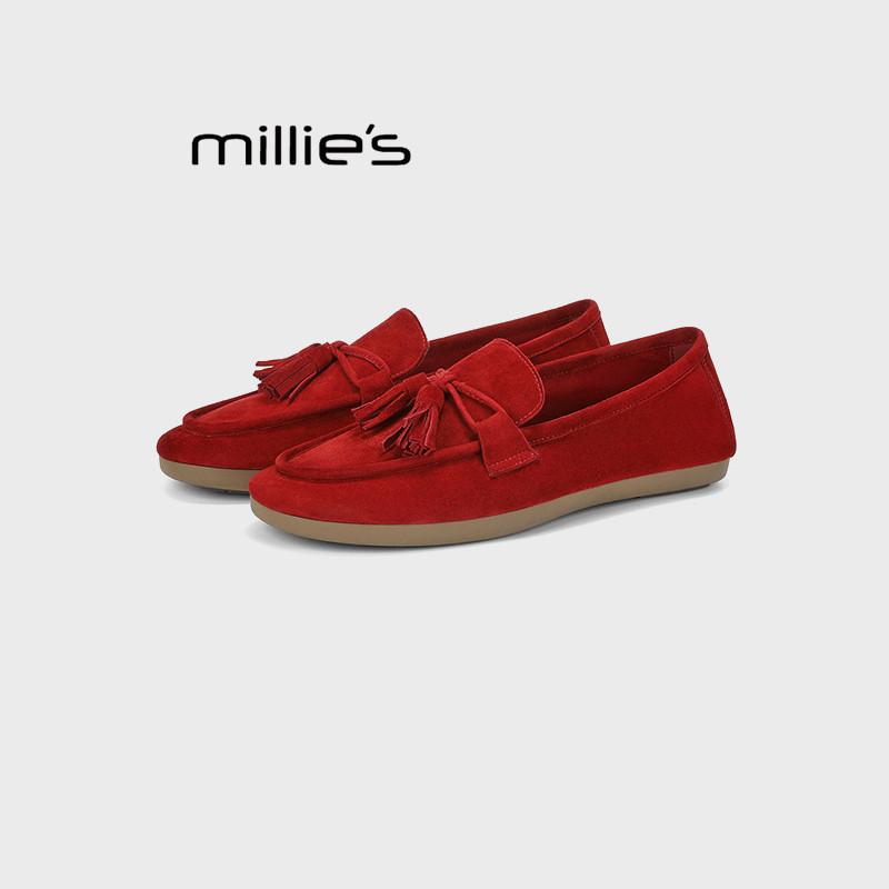 MILLIE'S/妙丽流苏乐福女鞋2026春款平底圆头软底百搭豆豆鞋单鞋,淘宝优惠券,粉丝福利购,淘宝优惠卷
