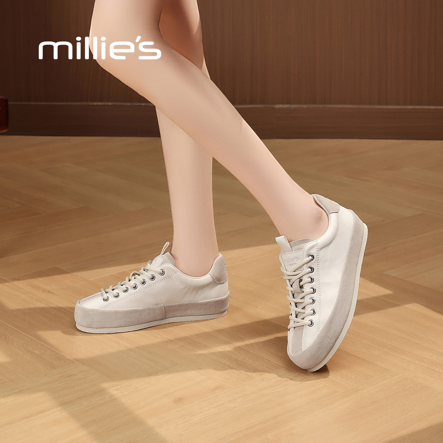 MILLIE'S/妙丽复古德训鞋女2026新款百搭系带平底休闲运动鞋Q,淘宝优惠券,粉丝福利购,淘宝优惠卷