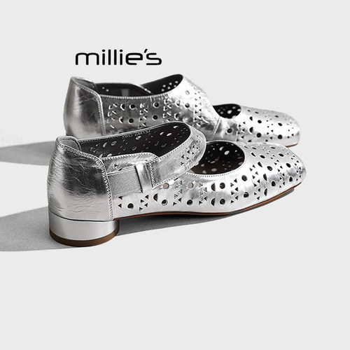 MILLIE'S/妙丽春夏玛丽珍鞋女真皮平底一字扣优雅气质不累脚单鞋Q - 图0