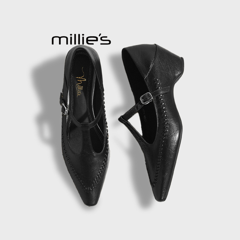 MILLIE'S/妙丽2025夏季新款浅口单鞋面包树复古编织T带玛丽珍鞋女,淘宝优惠券,粉丝福利购,淘宝优惠卷