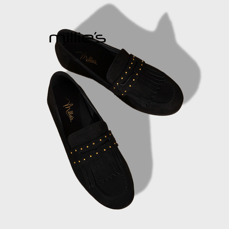 MILLIE'S/妙丽英伦风乐福鞋2025秋季舒适平底一脚蹬正装小皮鞋女,淘宝优惠券,粉丝福利购,淘宝优惠卷