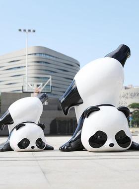 玻璃纤维卡通熊猫雕塑户外风景区网红打卡商场公园幼儿园动物装饰