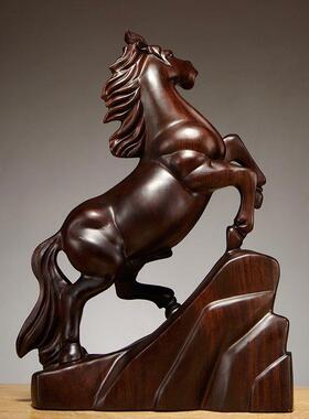 乌木马雕刻饰品实木十二生肖木马成功吉祥物家居装饰工艺品