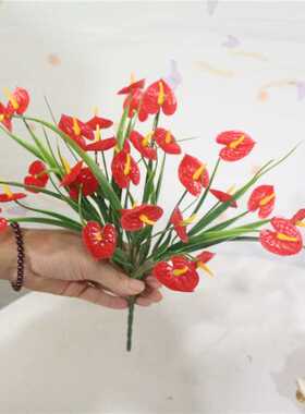 仿真假花水草塑料 户外花槽隔断花箱插花 仿真花草红掌水草