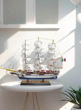 船模型摆件一帆风顺帆船摆件一帆风顺帆船模型仿真实木工艺船客厅