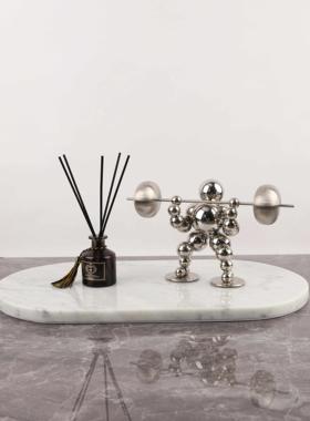 现代简约天然大理石香薰首饰托盘客厅样板间衣帽间家居收纳置物盘