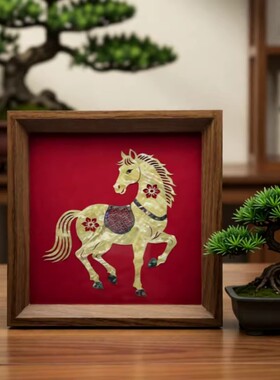 非遗螺钿画马年相框高端礼品