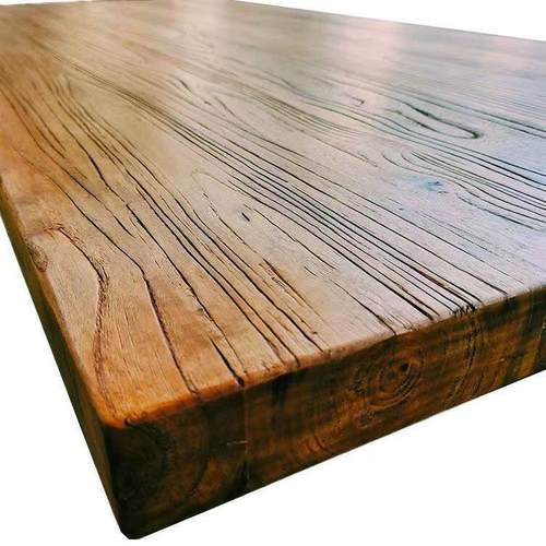 老榆木茶桌实木办公桌原木餐桌简约书桌隔板吧台飘窗阳台桌面定制 - 图3