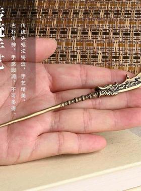 铜雕关羽大刀青龙偃月刀黄铜复古精致刀剑关公吕布三国兵器小摆件