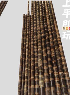 老紫竹戒尺金竹把玩竹根竹竿手工金丝实心罗汉竹子文玩料鞭杆手杖