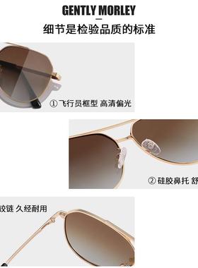 高级感飞行员偏光太阳镜男士墨镜女款眼睛开车专用双梁蛤蟆镜驾驶