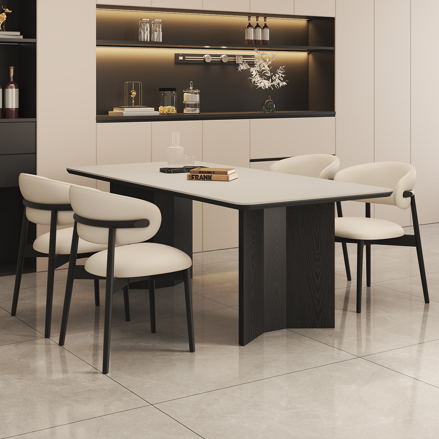 轻奢意式极简小户型长方形家用复古风岩板餐桌椅组合实木吃饭桌子,淘宝优惠券,粉丝福利购,淘宝优惠卷