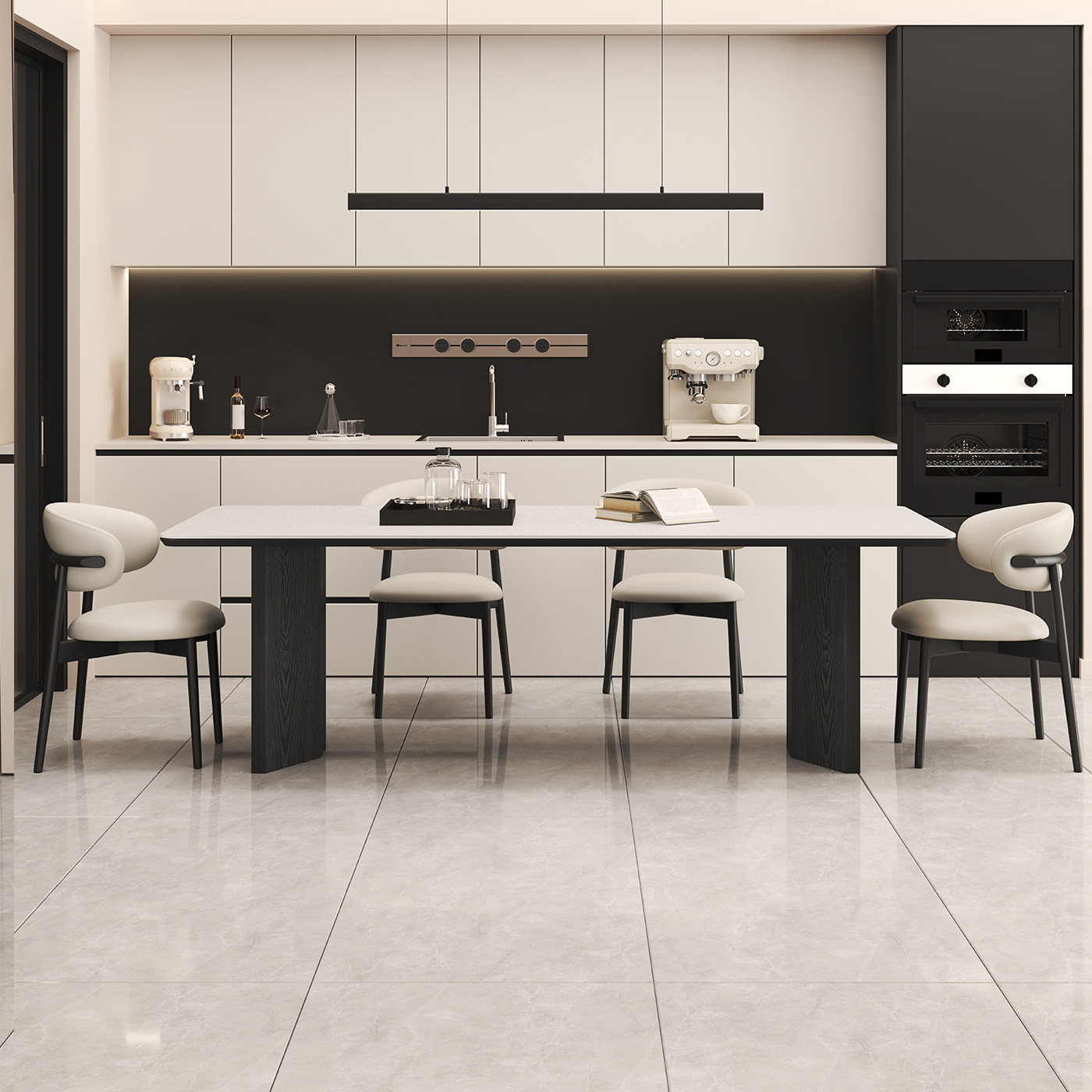 轻奢意式极简小户型长方形家用复古风岩板餐桌椅组合实木吃饭桌子,淘宝优惠券,粉丝福利购,淘宝优惠卷