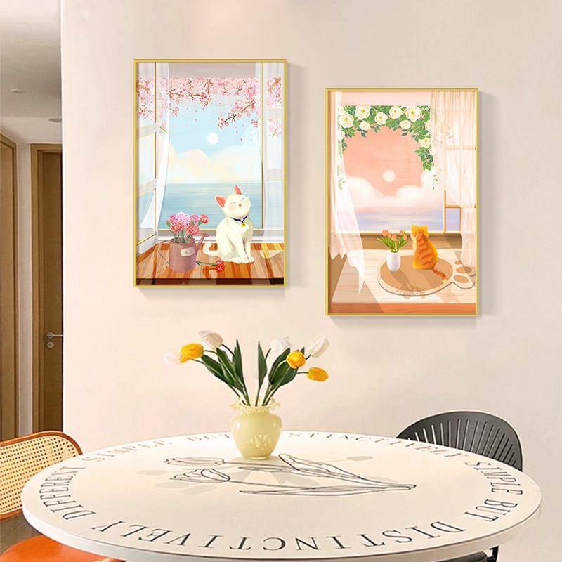 北欧ins风客厅装饰画简约现代餐厅卧室挂画桌面斗柜摆画猫咪壁画,淘宝优惠券,粉丝福利购,淘宝优惠卷