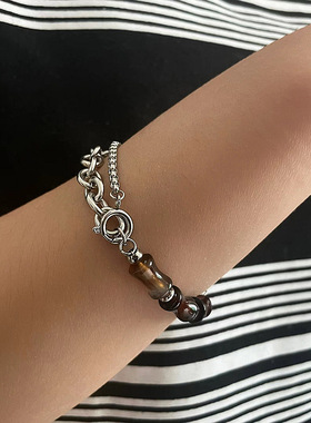 2025新款国风原创冷淡风玛瑙石钛钢潮流拼接手链小众个性潮流配饰