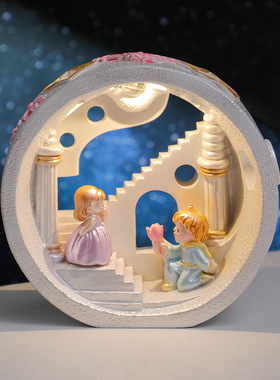 小王子玫瑰告白小夜灯卧室床头灯树脂摆件创意家居氛围灯礼品