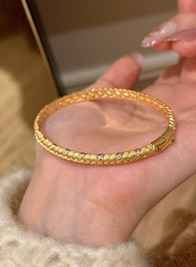 中古金色拉丝麦穗手镯女vintage精致高级感手环轻奢小众设计手饰