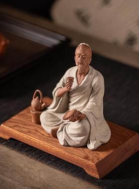 古史人物，茶，圣，鲁豫，舒缓钢琴，李白雕塑，书房桌面陶瓷禅宗