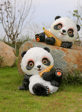 户外园林景观玻璃钢仿真熊猫雕塑景区幼儿园室外装饰大型动物摆件