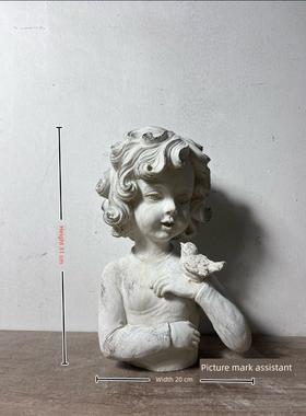 覆古雕像女孩花盆家居客厅装饰品艺术水泥人头肖像花盆花园植物装