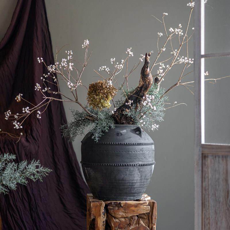 掬涵大肚土陶罐带耳仿古老罐落地花瓶粗陶花器客厅民宿装饰品摆件,淘宝优惠券,粉丝福利购,淘宝优惠卷