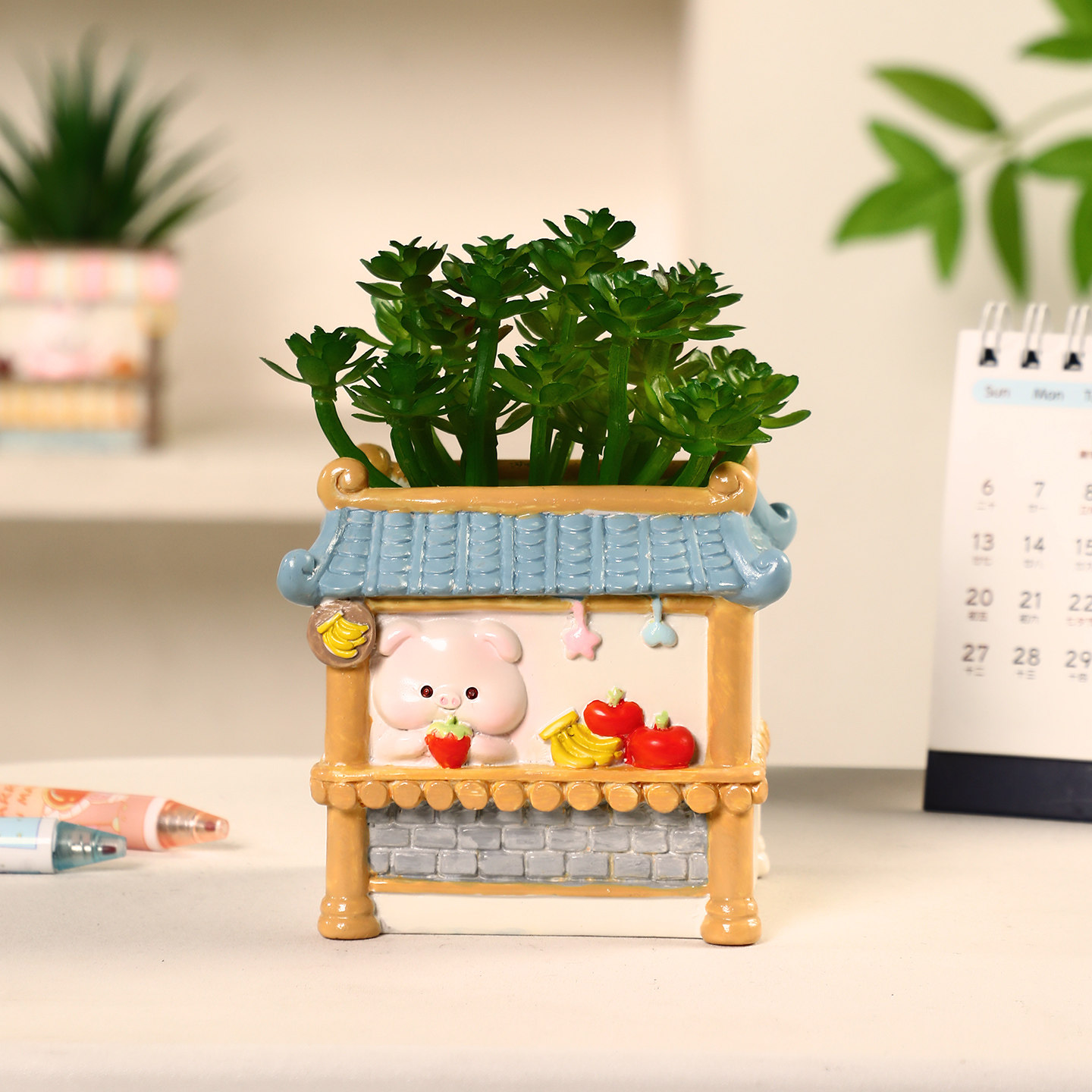 创意小动物笔筒摆件可爱多肉盆栽花盆儿童桌面装饰品学生生日礼物,淘宝优惠券,粉丝福利购,淘宝优惠卷