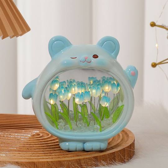 Tulip night light ornaments, handmade flowers, cute pets, study decorations, gifts for best friends and teachers