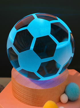 篮球足球水晶球小夜灯摆件