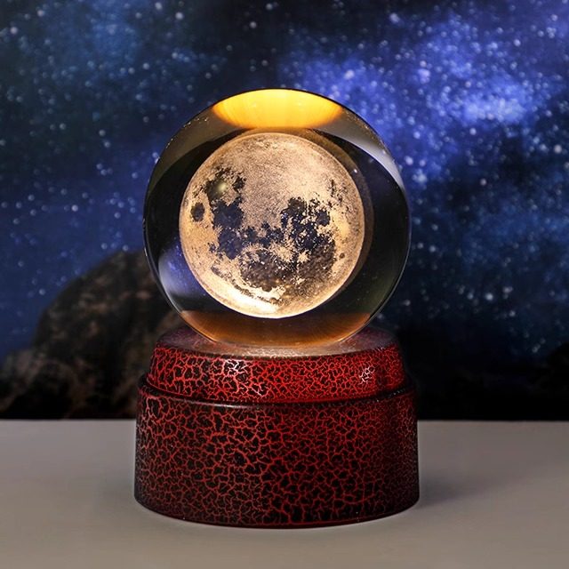 发光旋转水晶球小夜灯客厅卧室客厅玻璃球装饰情人节送人礼物,淘宝优惠券,粉丝福利购,淘宝优惠卷