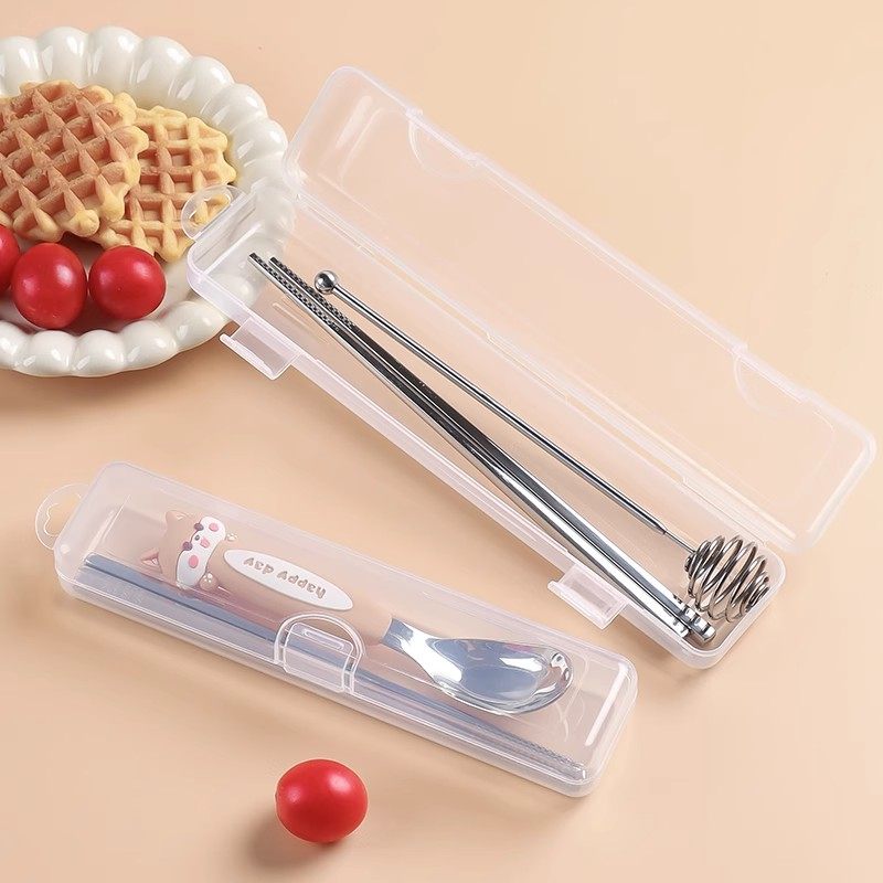 餐具便携盒子空筷勺收纳盒便携式外带上班学生户外透明卡扣翻盖式,淘宝优惠券,粉丝福利购,淘宝优惠卷