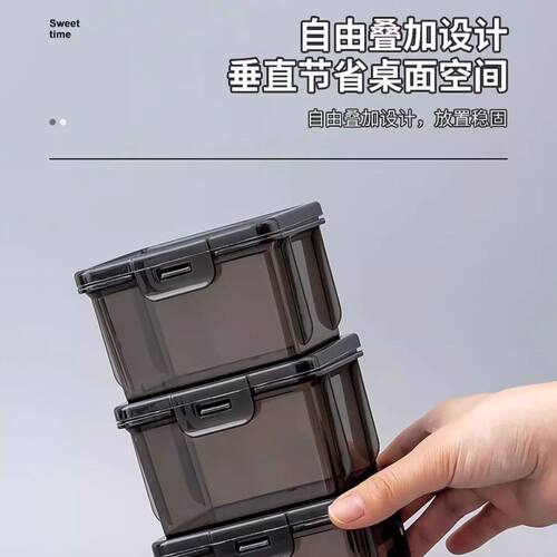 发饰发夹收纳盒橡皮筋项链头饰发卡圈发圈收纳桌面透明黑首饰盒 - 图1